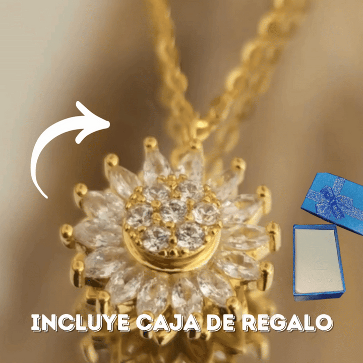 Collar Girasol Giratorio+Caja Regalo Lujo❤️+SÚPER OBSEQUIO🎁